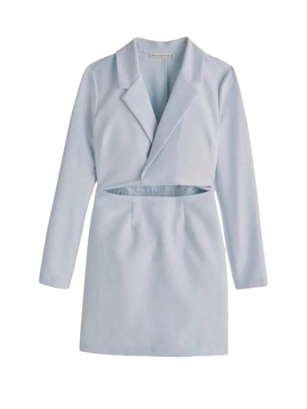 Abercrombie & Fitch Light Blue Long Sleeve Wrap Cutout Blazer Dress LARGE TALL